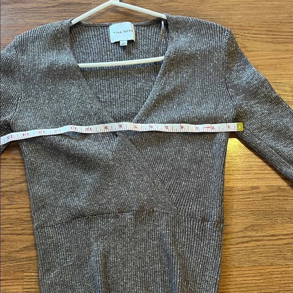 Pink Rose Brown V-Neck Sweater - Picture 7 of 9